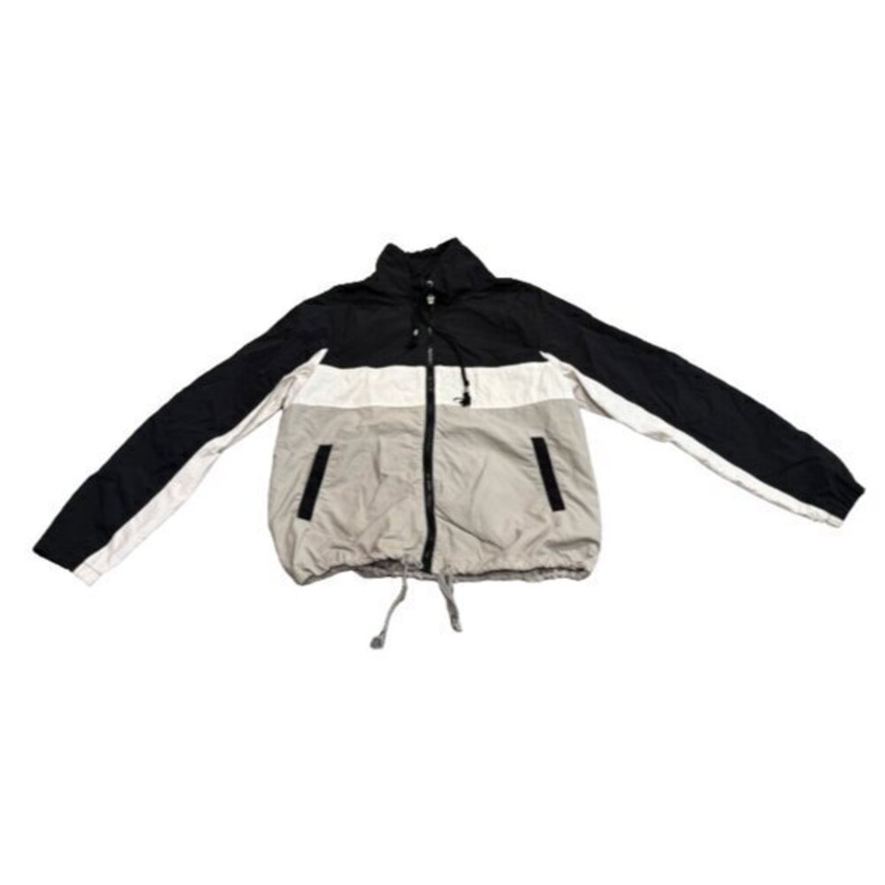 Ashley by 26 Colorblock Monochrome Cropped Windbreaker